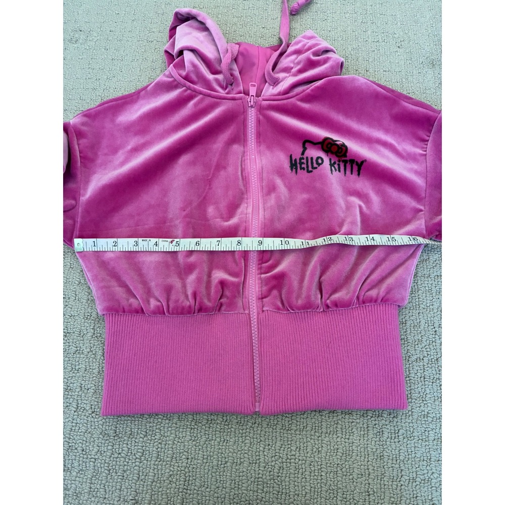 Hello Kitty Forever 21 Pink Velour Cropped Full Zip Hoodie - Picture 6 of 6